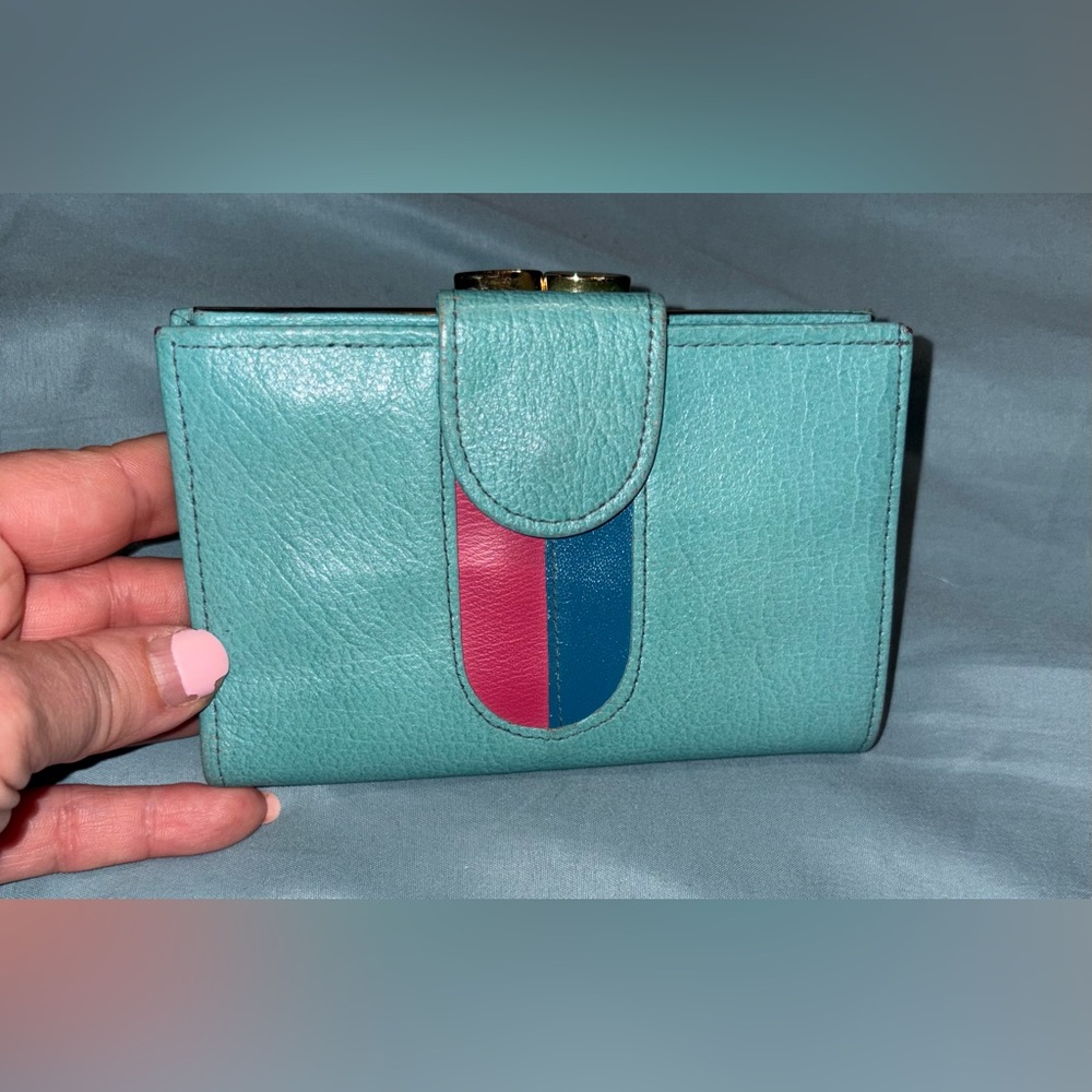 St. Thomas Vintage Calf Leather Turquoise Wallet